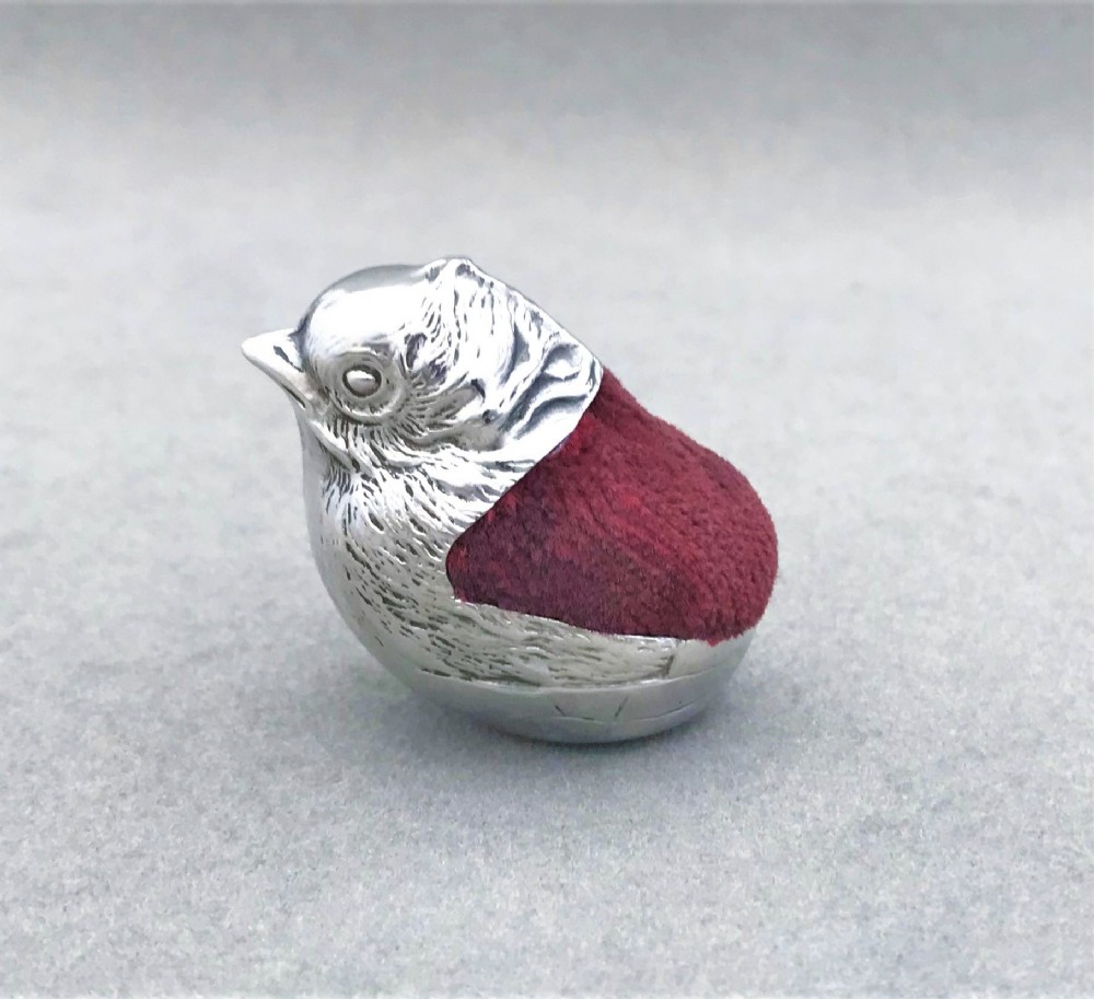 A Silver 'Chick' pin cushion by Sampson Mordan