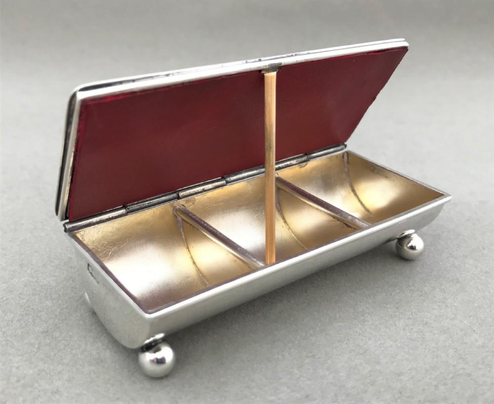 An excellent silver triple stamp box View VI
