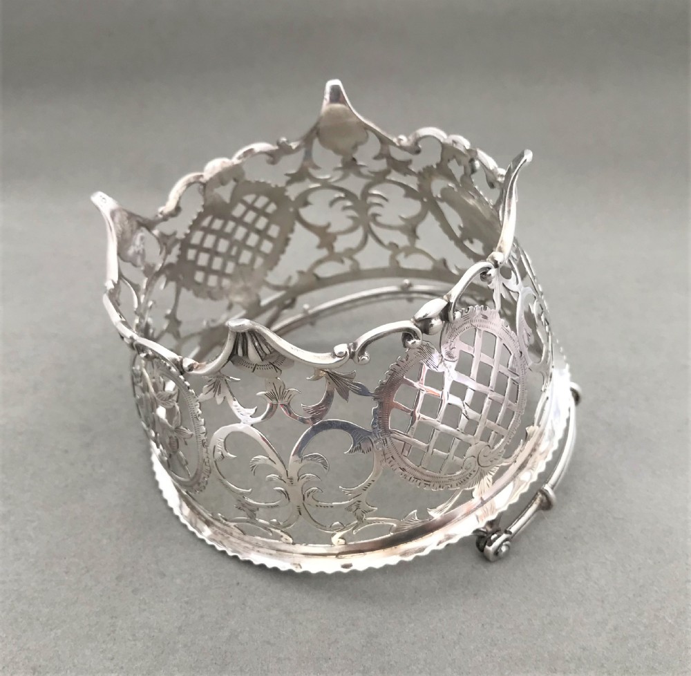 A stunning pierced silver & cranberry glass basket View VII
