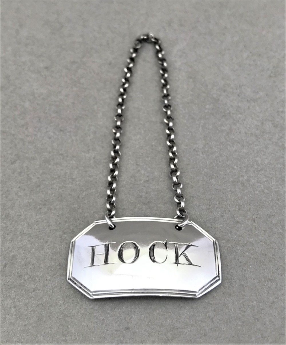 A rare Georgian silver Hock label
