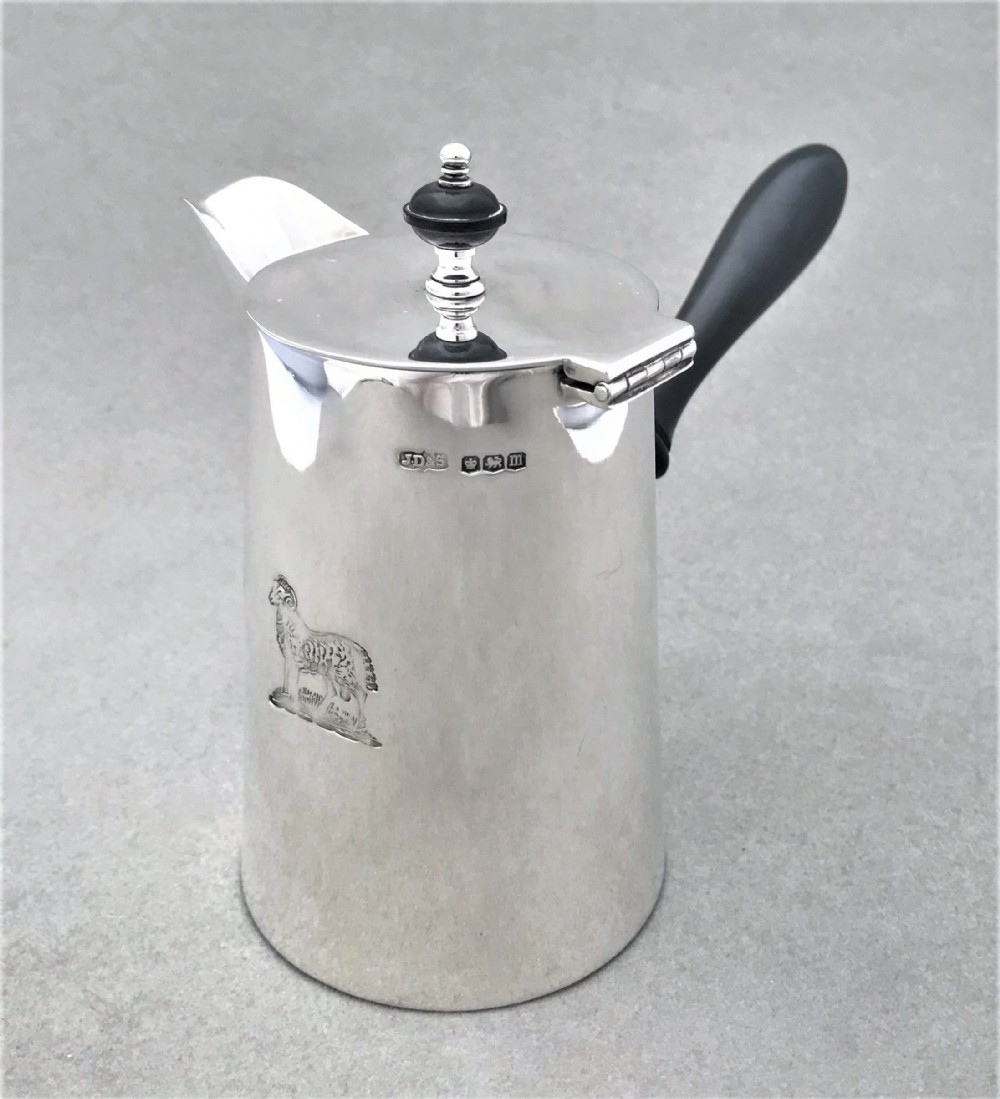 An Excellent George V silver chocolate pot