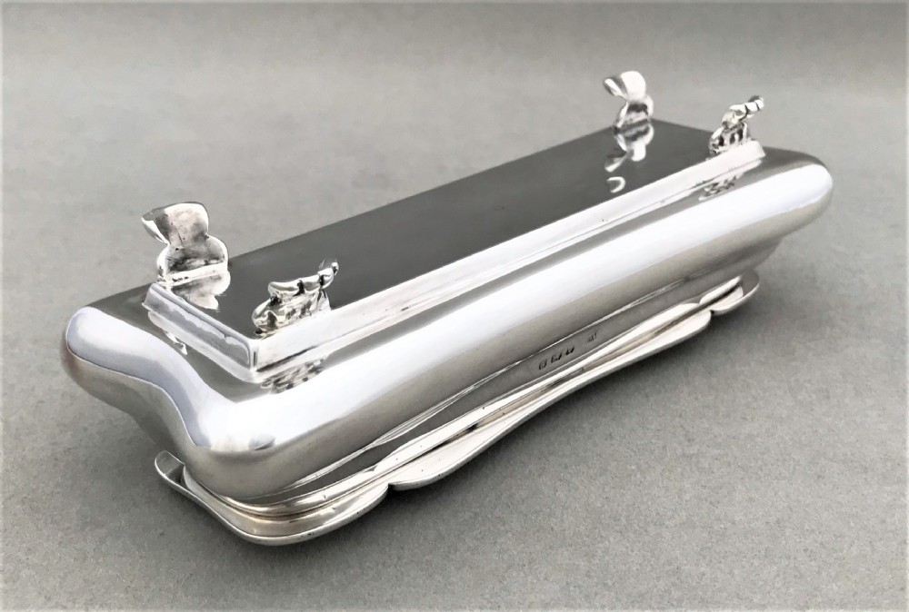 A fabulous Edwardian silver ring box View V