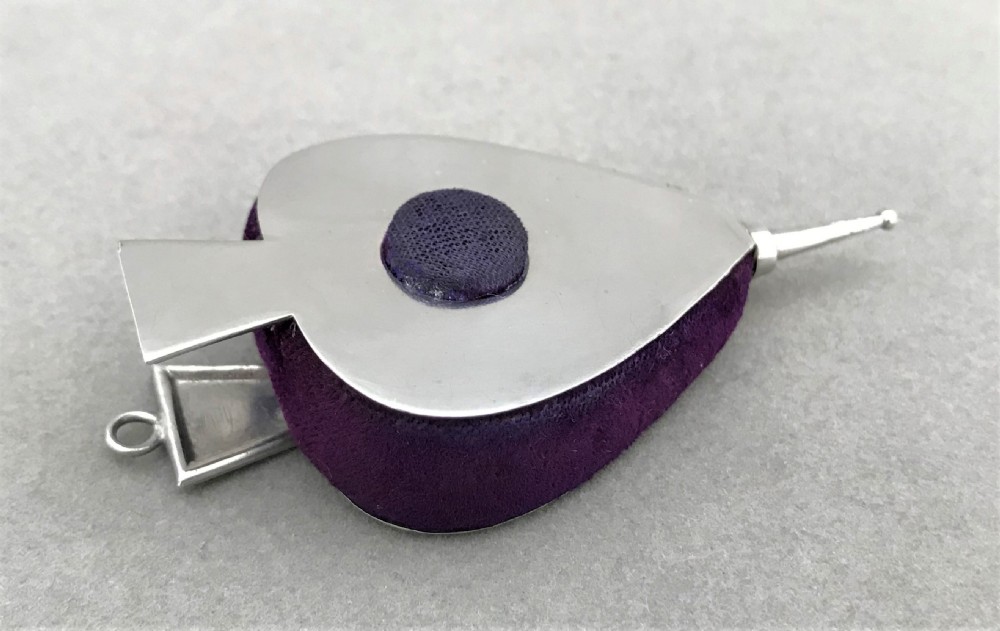 A rare novelty Bellows silver pin cushion View II