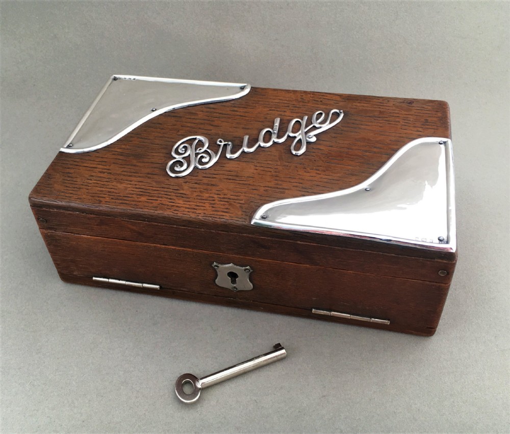 An Edwardian silver mounted Bridge box