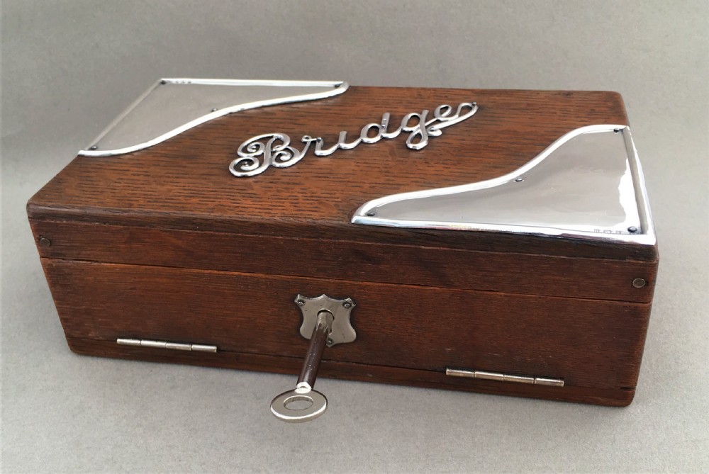 An Edwardian silver mounted Bridge box View III