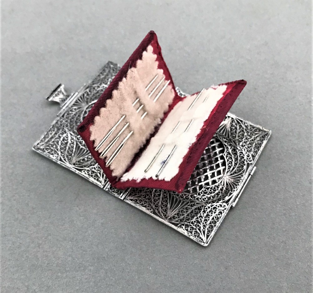 A gorgeous Georgian silver filigree needle case View II