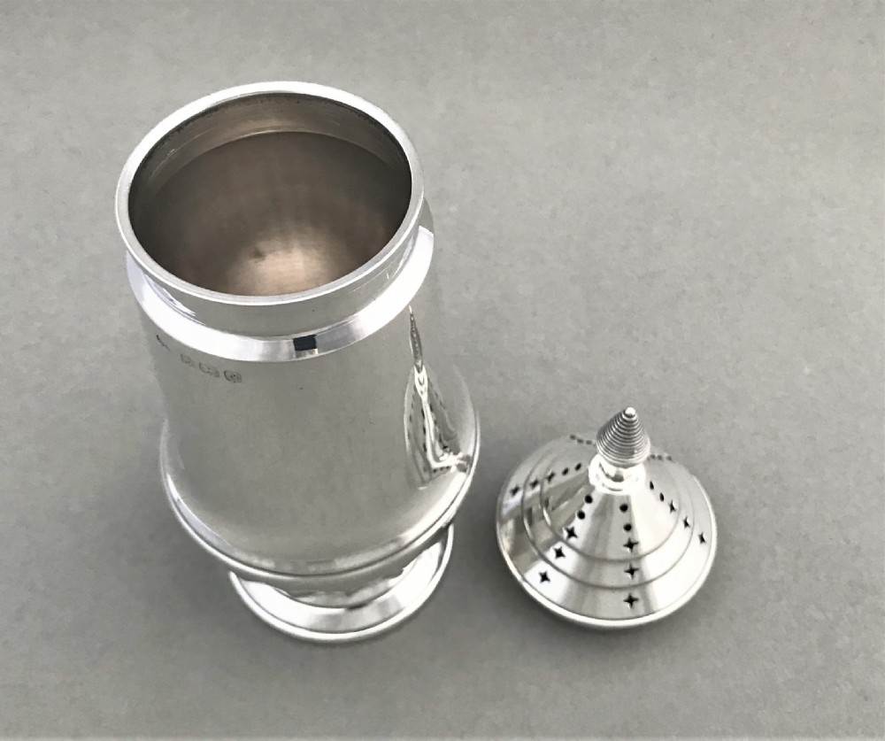 A quality Art Deco silver sugar caster View V