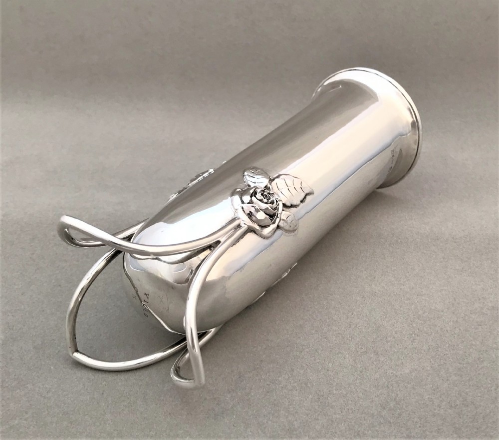 A beautiful Edwardian Art Nouveau silver stem vase View IV