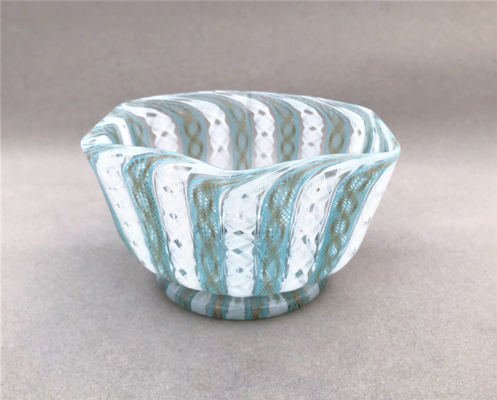 A lovely Venetian latticino  footed bowl