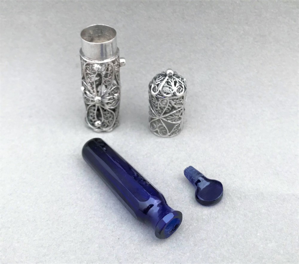 A stunning Georgian silver filigree scent flask View VIII