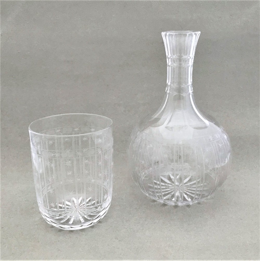 A stunning Victorian star cut carafe and beaker