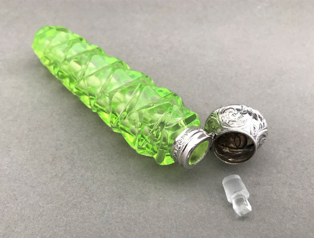 A fabulous Victorian silver mounted uranium scent flask View III