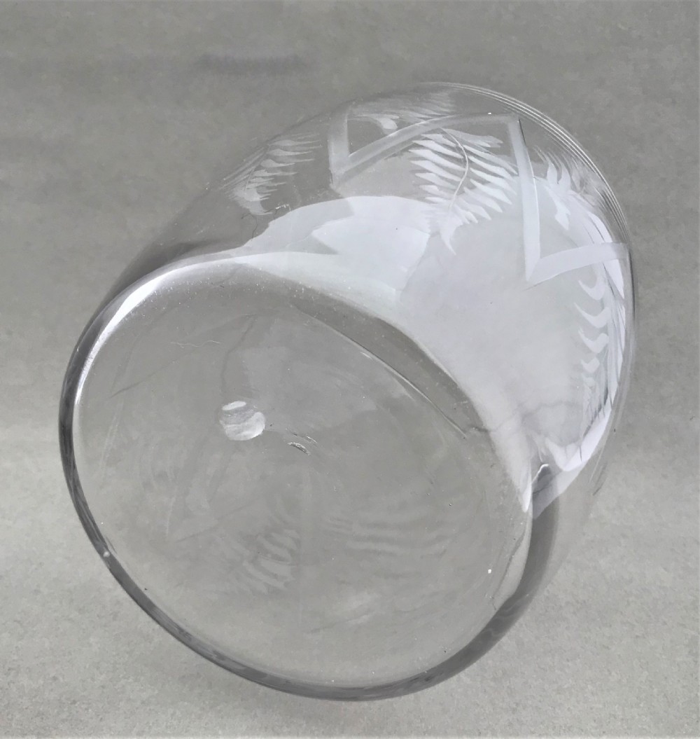 A lovely Victorian etched glass biscuit barrel View III