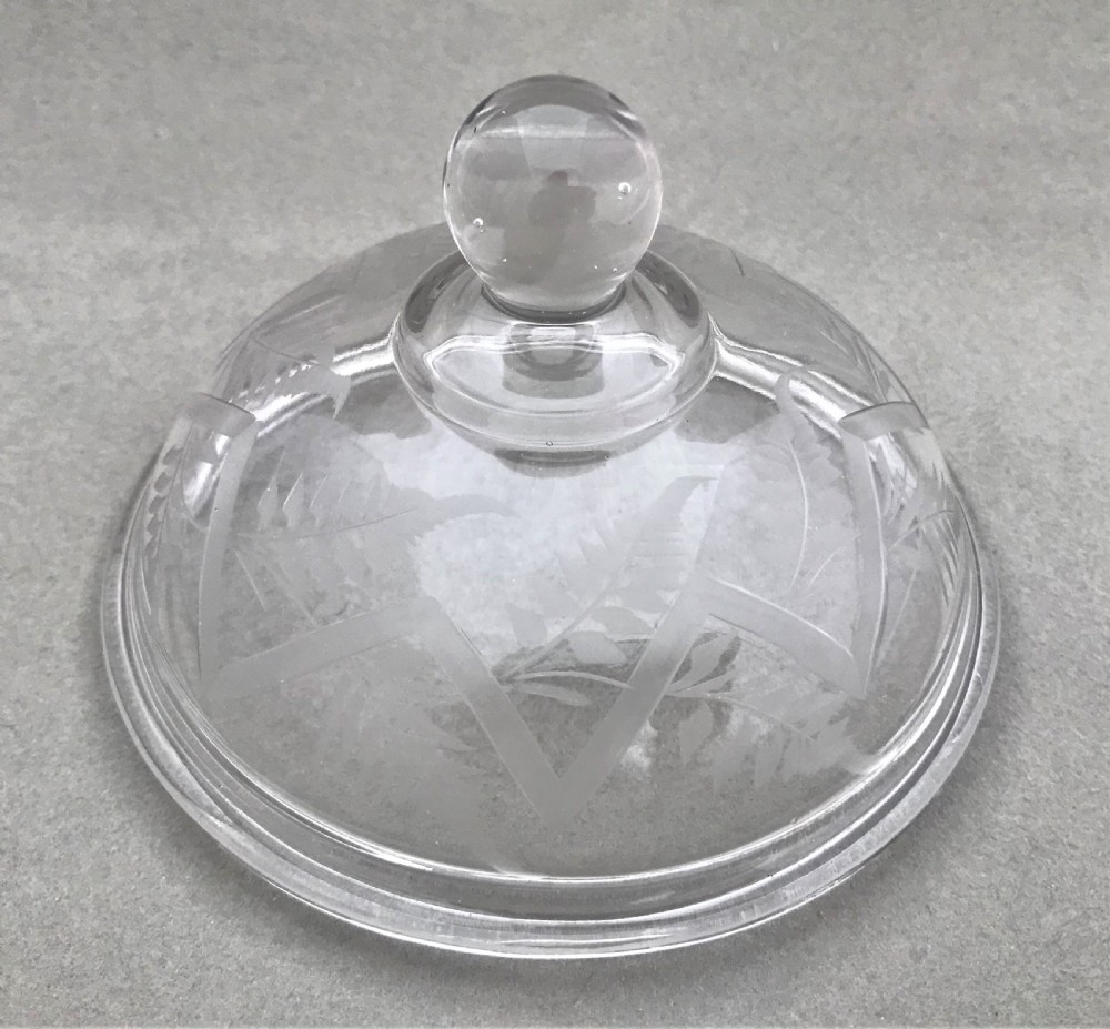 A lovely Victorian etched glass biscuit barrel View VI