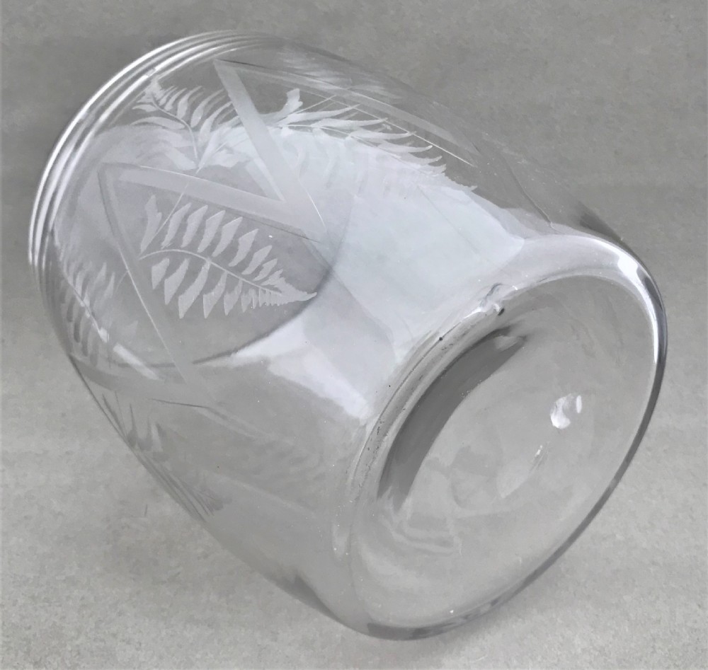 A lovely Victorian etched glass biscuit barrel View VII