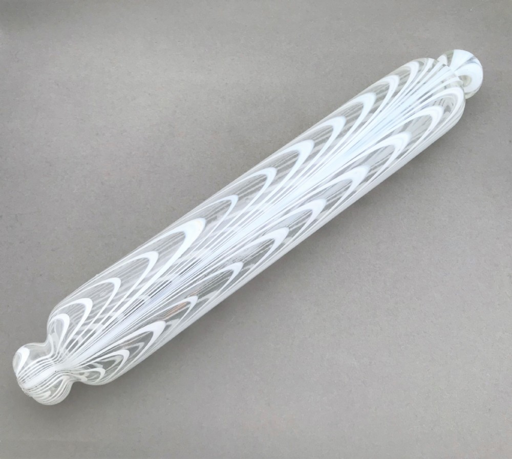 A lovely mid Victorian Nailsea glass rolling pin