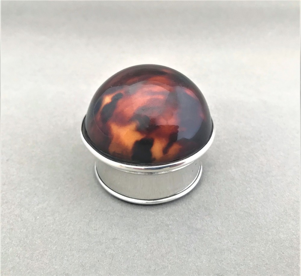 An rare Edwardian silver & tortoiseshell desk paperweight