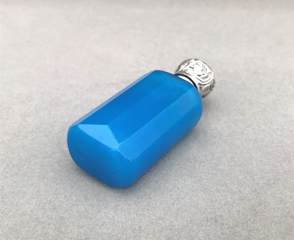 A stunning silver & blue opaline scent bottle View III