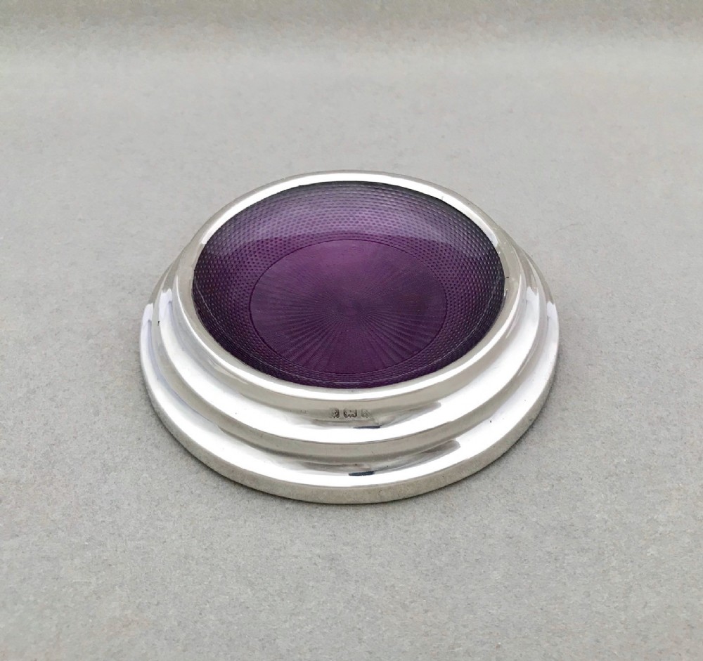 A stunning silver & guilloche enamel stepped trinket dish