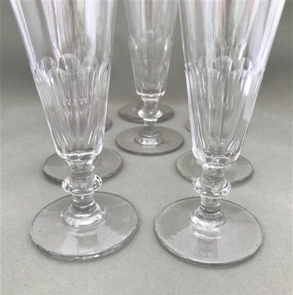A wonderful set of 8 Victorian cut glass champagne flutes View IV