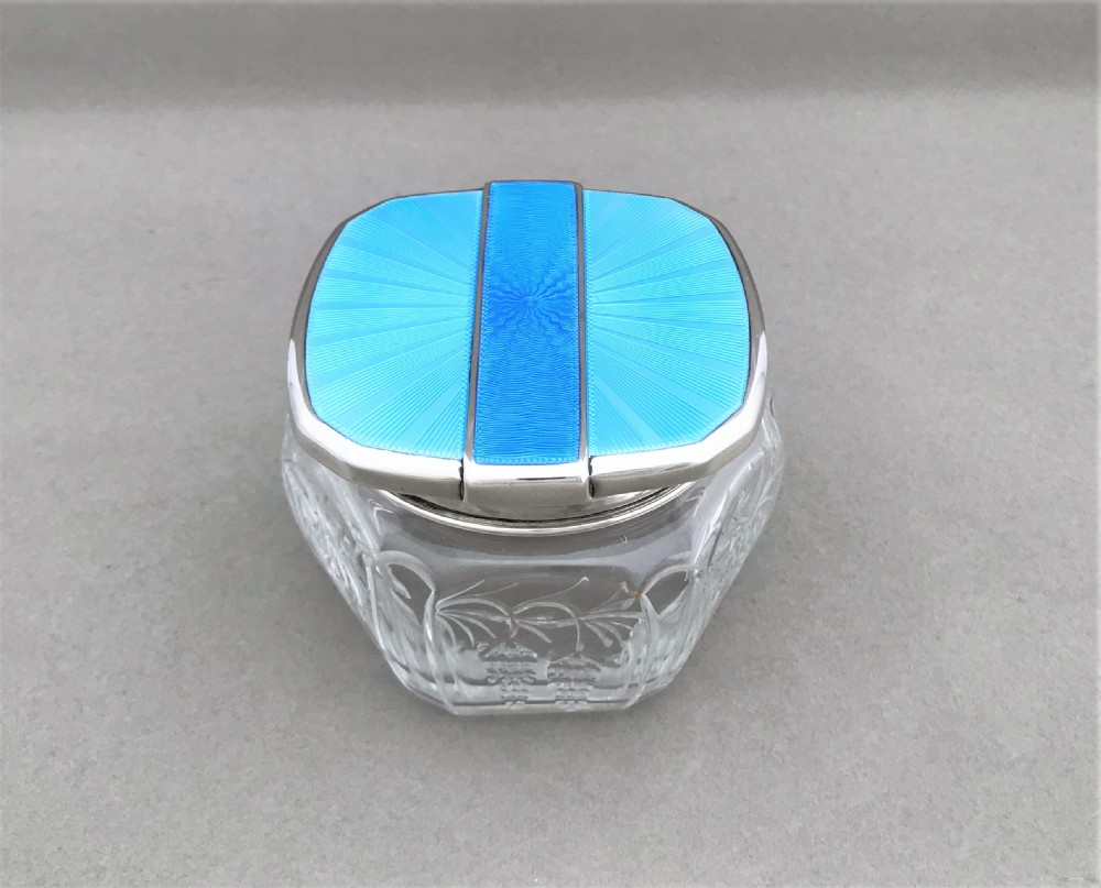 An outstanding silver & guilloche enamel powder bowl