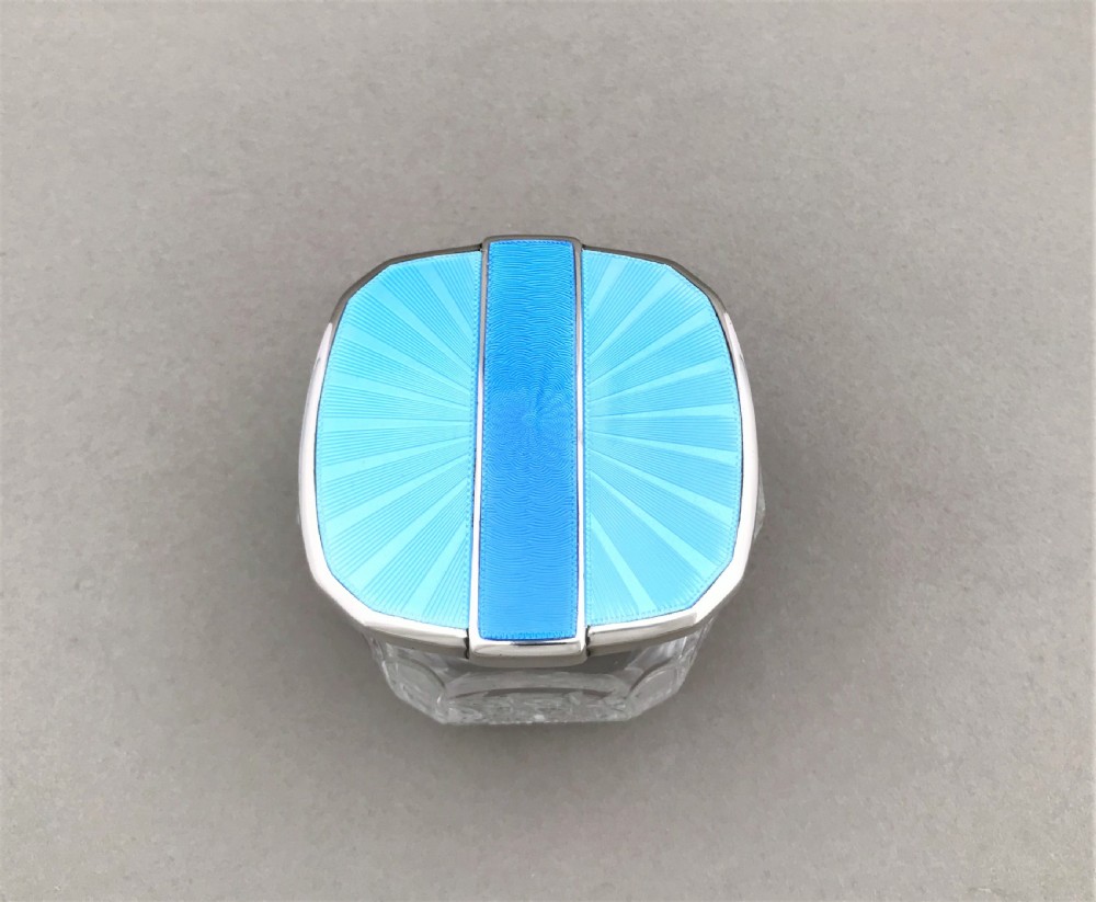 An outstanding silver & guilloche enamel powder bowl View II