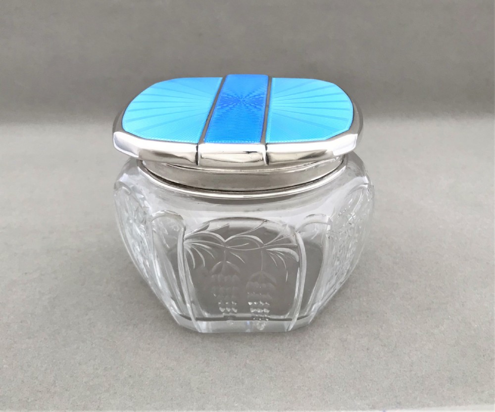 An outstanding silver & guilloche enamel powder bowl View III
