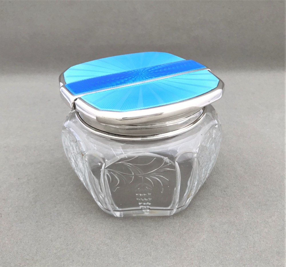 An outstanding silver & guilloche enamel powder bowl View IV
