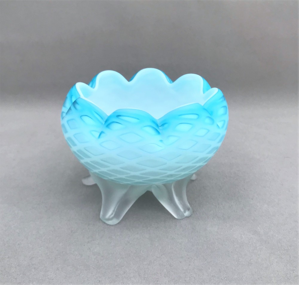 A gorgeous Victorian satin glass footed bowl