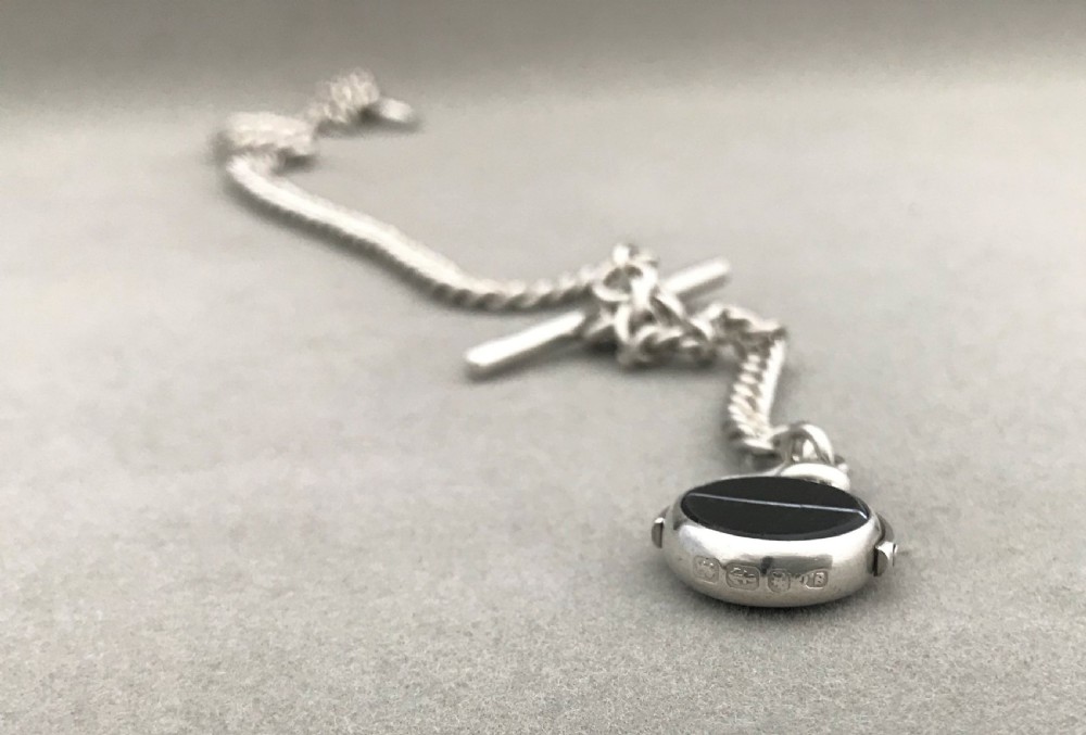 A wonderful Victorian silver Albert chain and fob View V