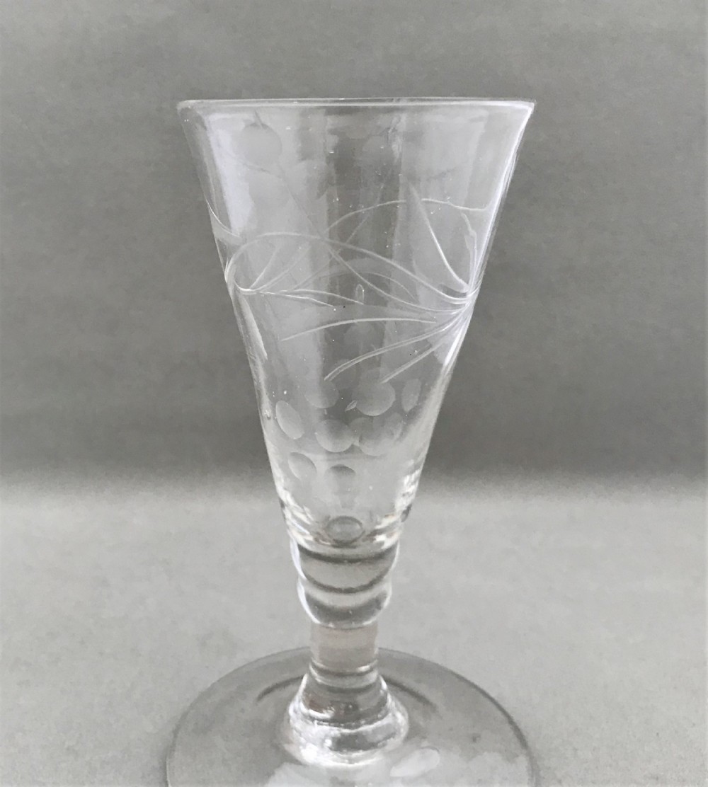 A very rare 18th Century gin glass View III