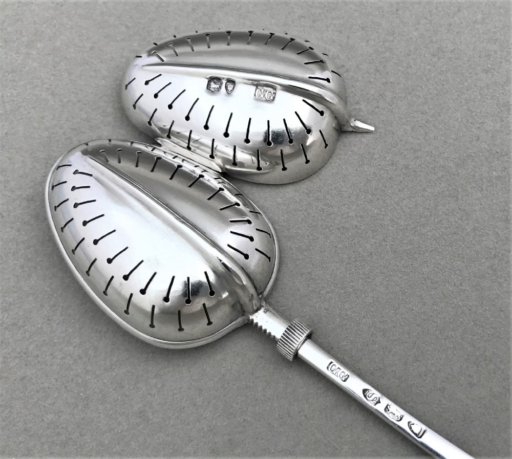 A rare Victorian silver tea infuser of patented design View VII