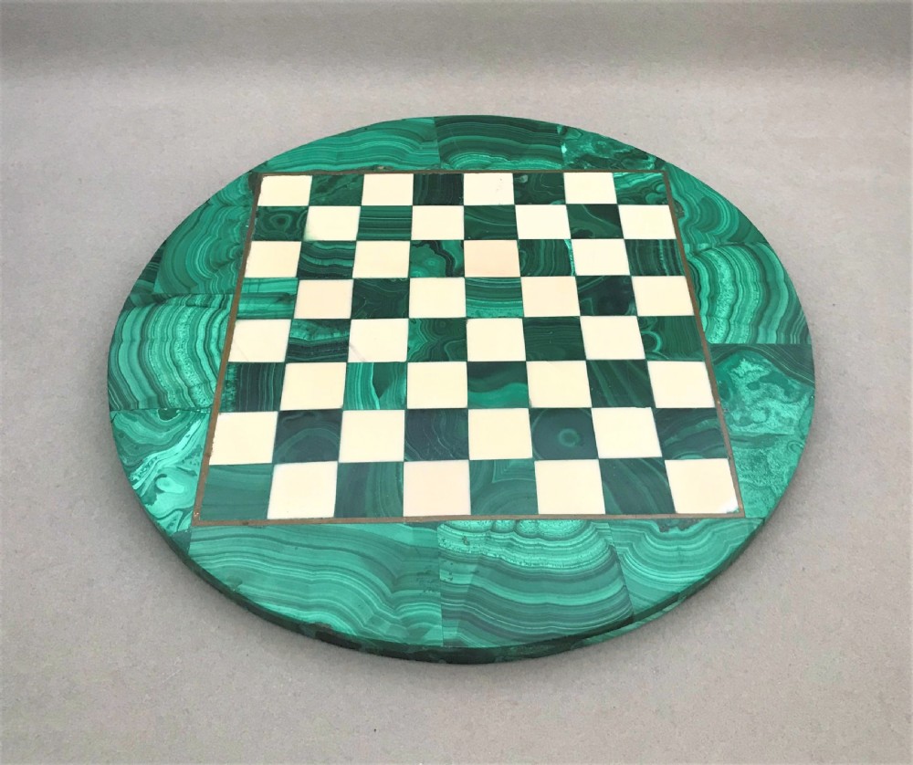  A vintage Italian malachite and marble chessboard