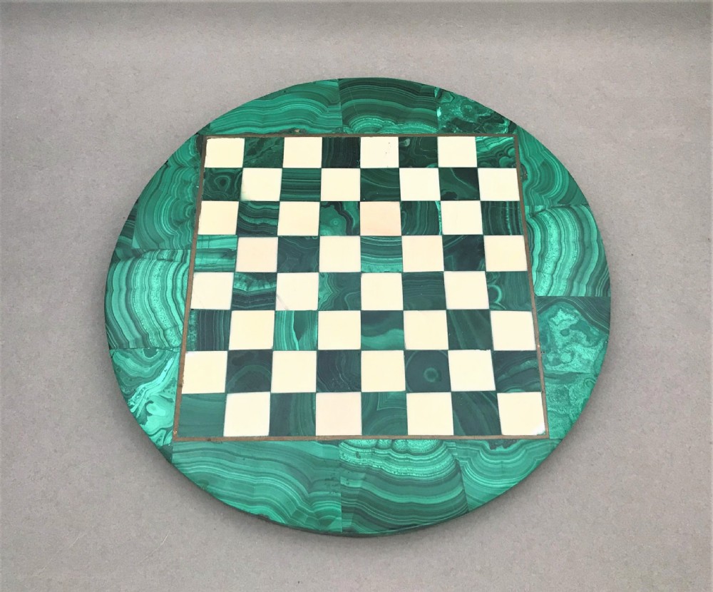  A vintage Italian malachite and marble chessboard View II