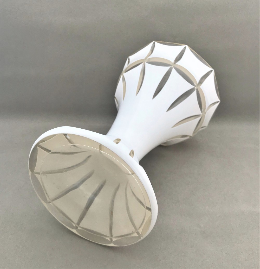 A lovely Victorian white overlay vase View V