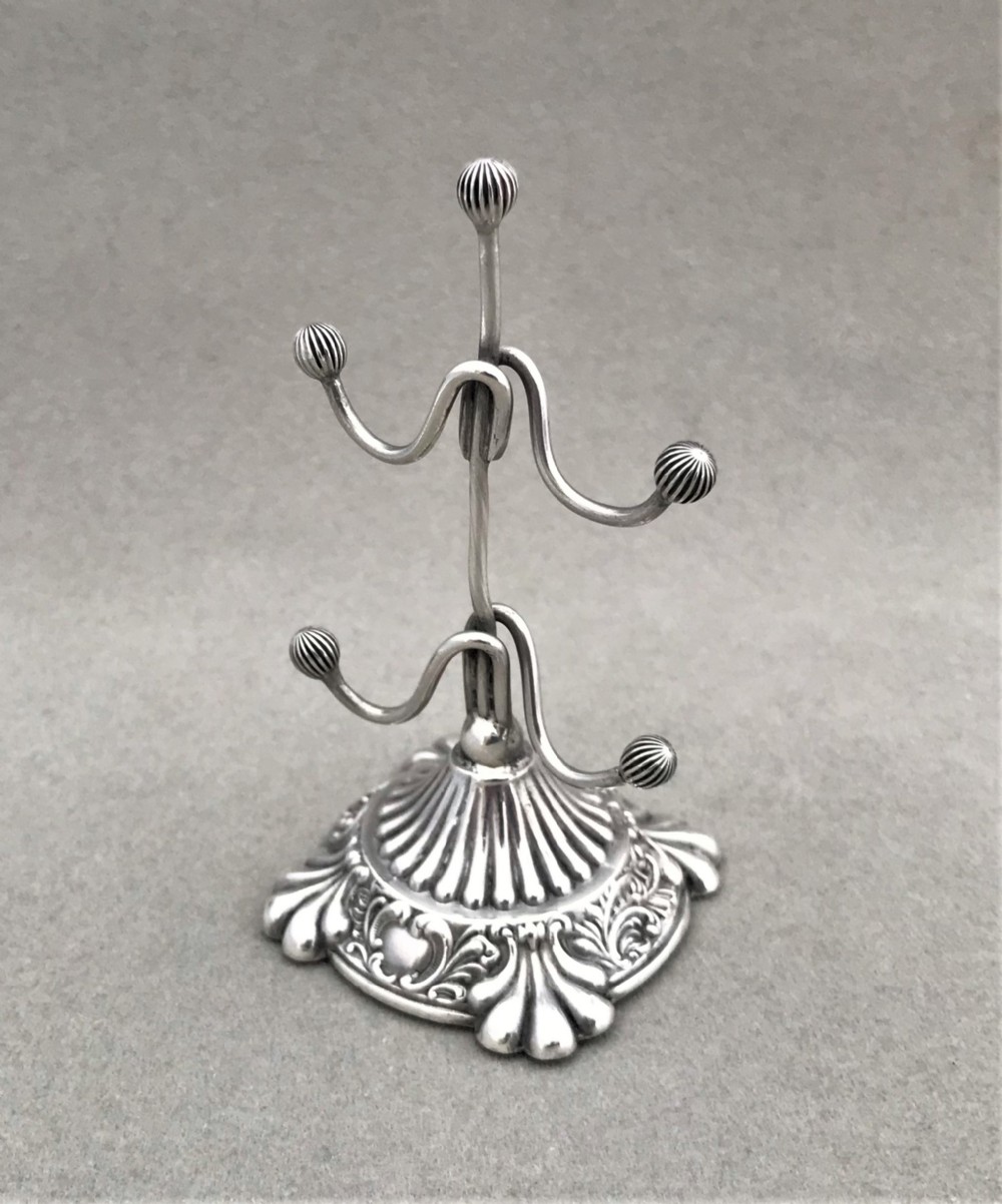 A superb Edwardian silver ring tree