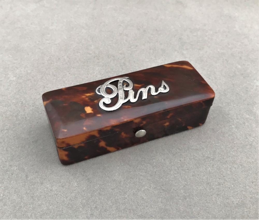 A gorgeous Victorian tortoiseshell & silver pins casket
