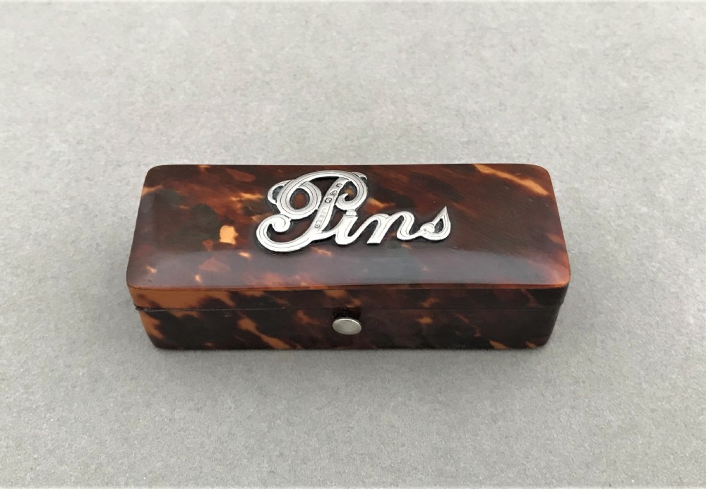 A gorgeous Victorian tortoiseshell & silver pins casket View II