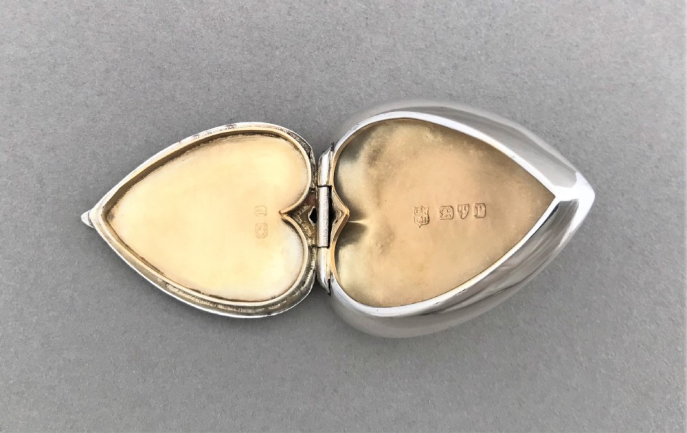 A Victorian Chester silver heart shaped pillbox View V