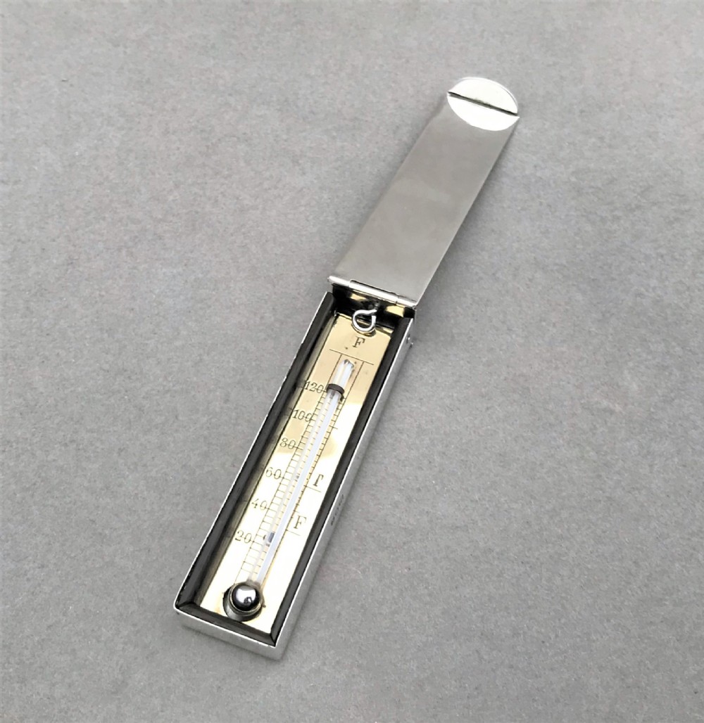 A rare silver cased travelling thermometer