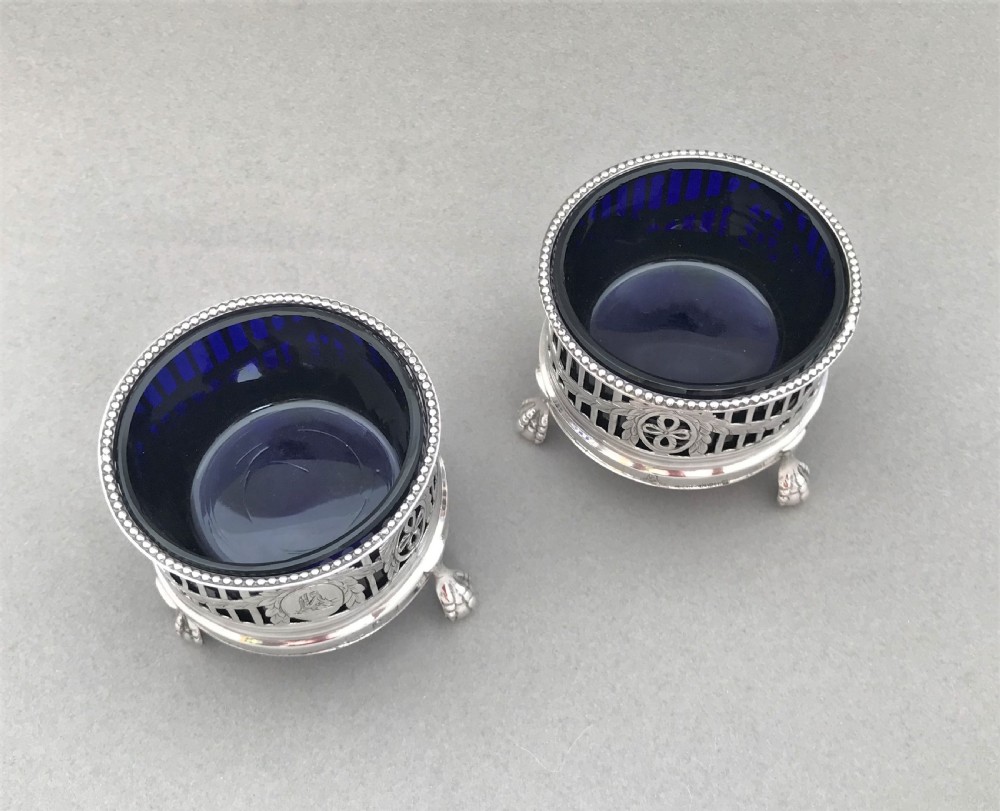 A superb pair of 18th Century silver condiment tubs View II