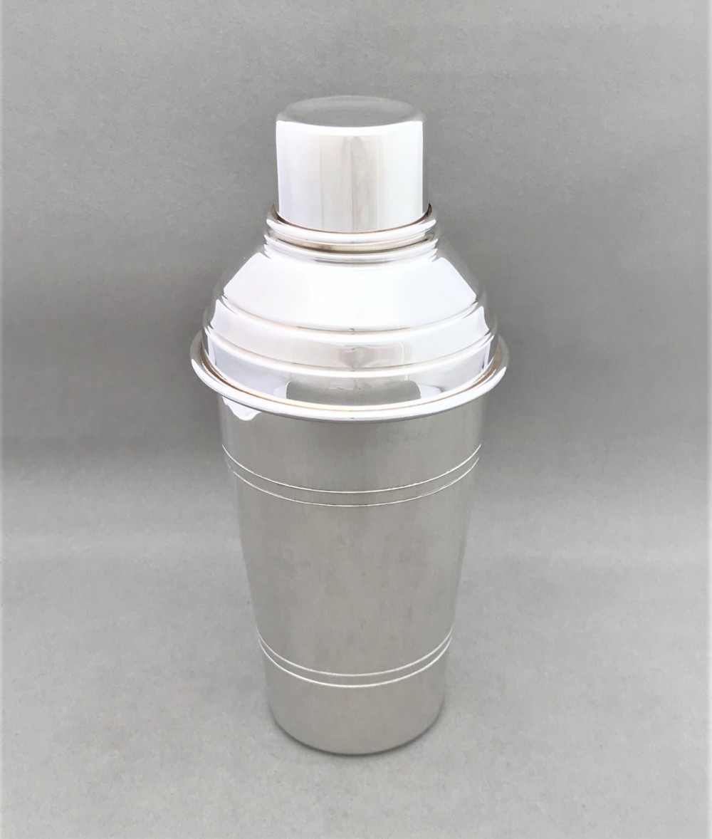 A handsome Art Deco silver plated cocktail shaker