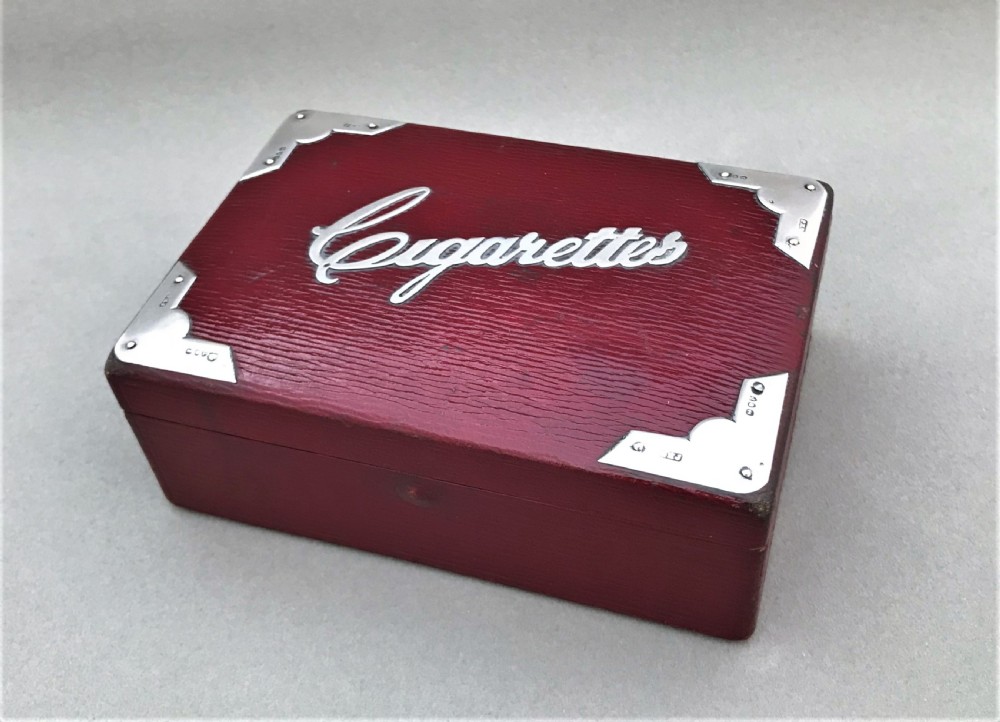 A handsome Victorian silver mounted cigarette box