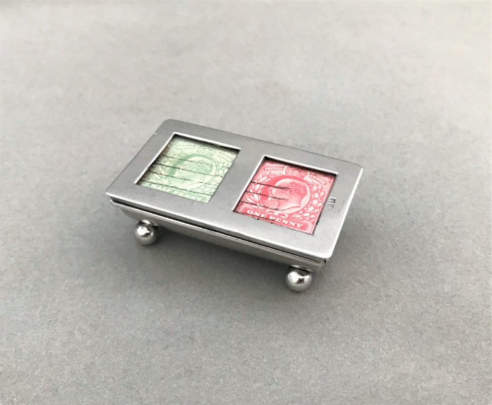 A delightful Edwardian double silver stamp box