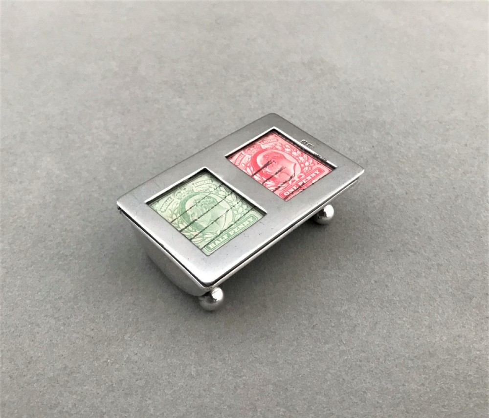 A delightful Edwardian double silver stamp box View II