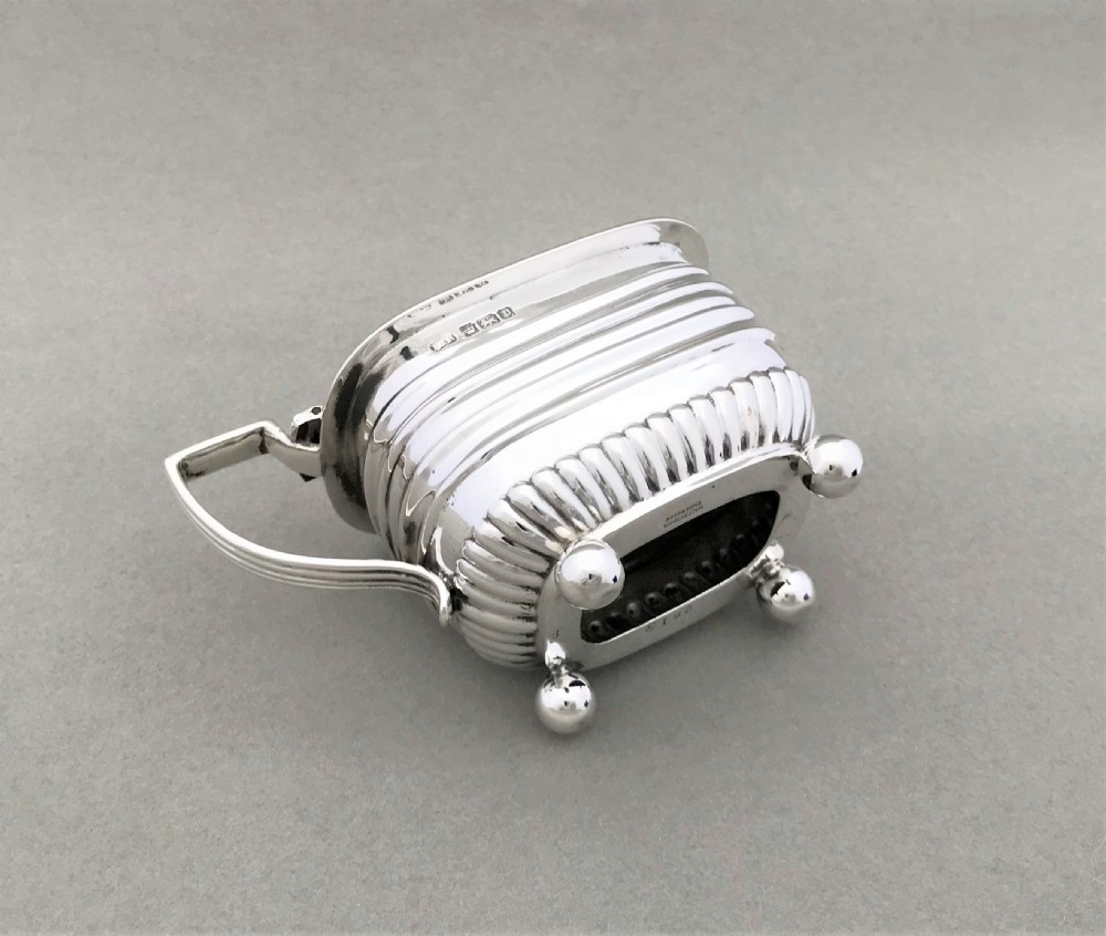A handsome Edwardian silver mustard pot & spoon View III