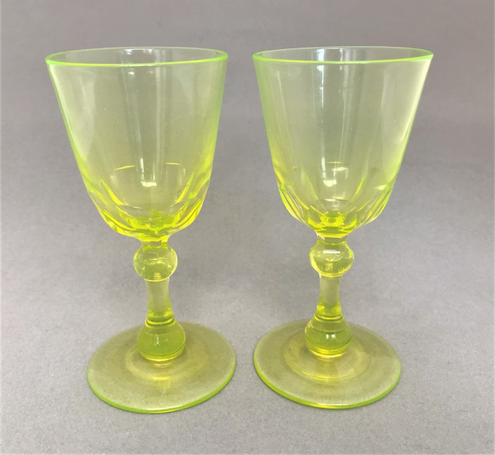 A fabulous pair of Victorian Uranium wine glasses View IV