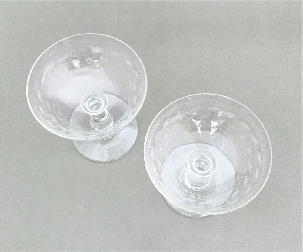 A gorgeous pair of French  etched champagne bowls View IV