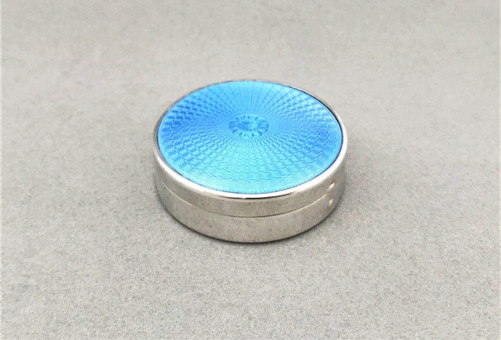 A gorgeous silver & guilloche enamel small trinket pot