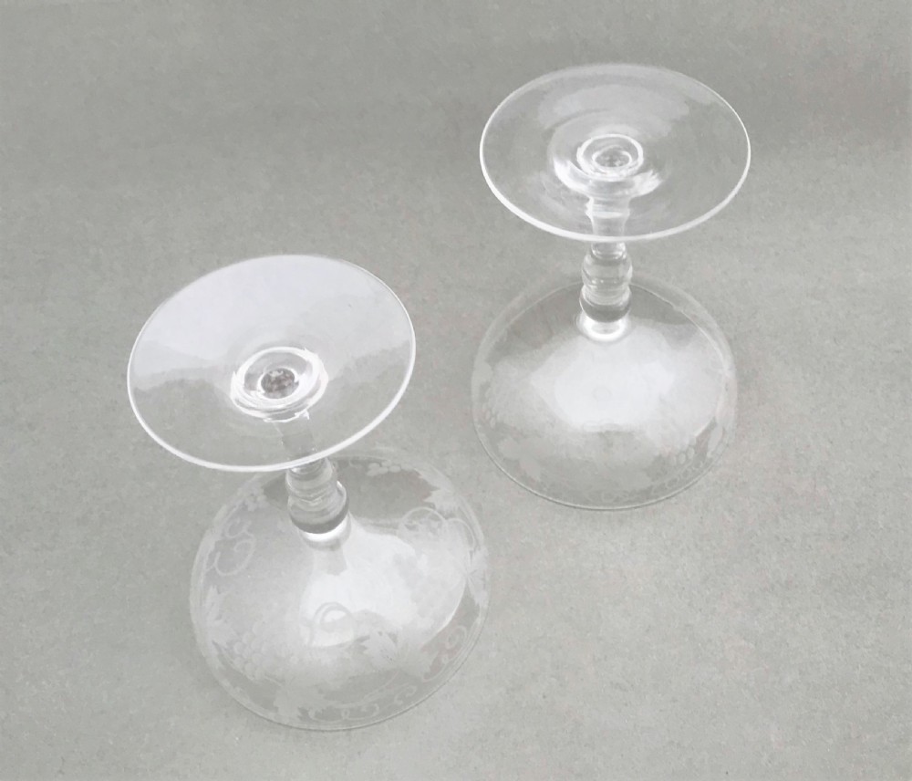 A gorgeous pair of Victorian etched champagne glasses View IV